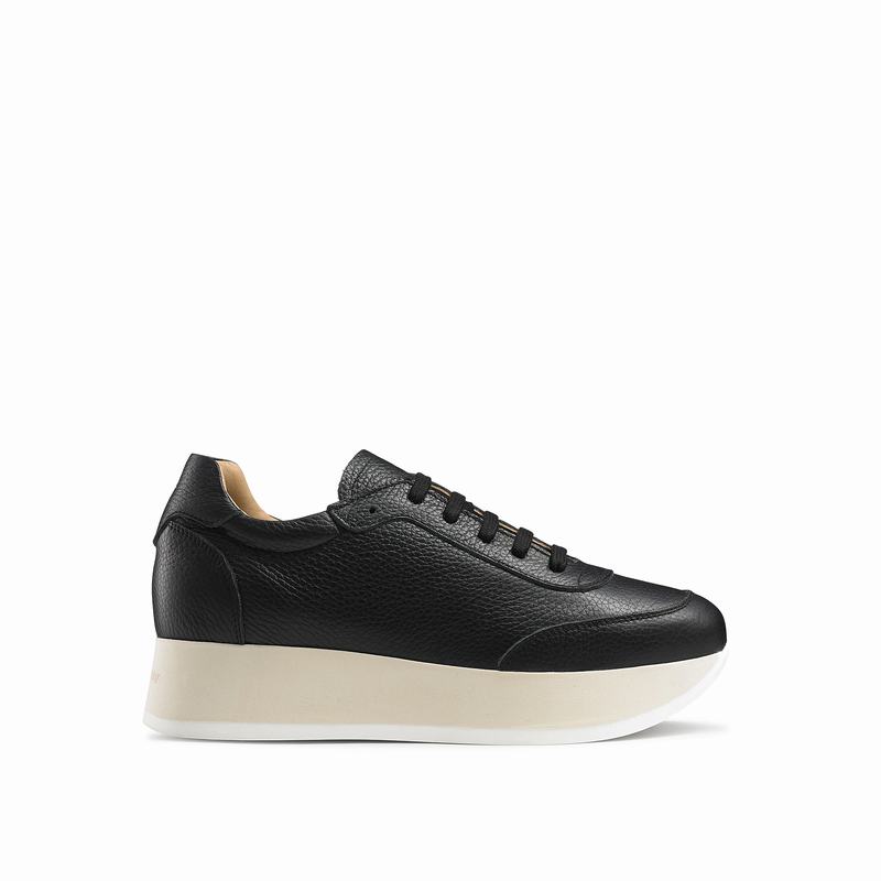 Russell & Bromley Throwback Platform Lace Sneakers Womens Black [DBV1339VN]